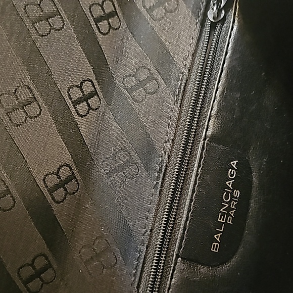 Balenciaga Leather Trim Black Canvas Bag w/ Chain Strap - Picture 4 of 9